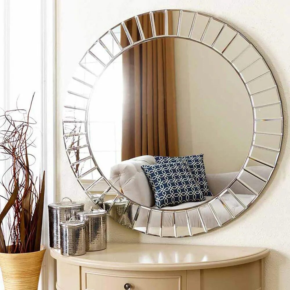 Настенное зеркало в спальне. Зеркало IMPERIUMLOFT kkk00236. Полукруглое зеркало в интерьере. Круглое зеркало в интерьере. Круглое зеркало в спальне.