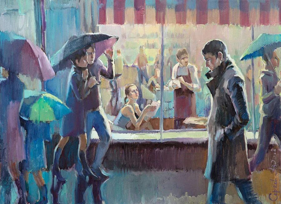 Станислав сидоров картины. Композиция дождя. Дождливый день. Станислав сидоров художник зонты. Композиция дождь.