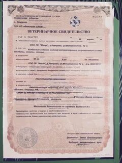 Срок ветеринарного сертификата