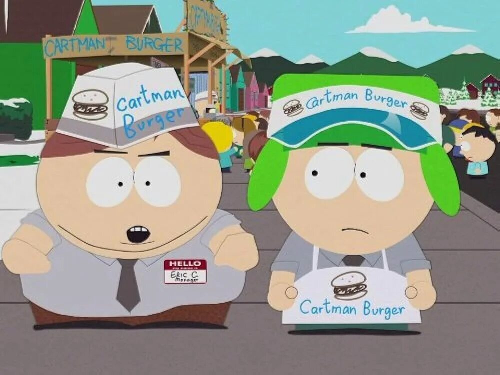 Саус парк баттерс и картман. South park assburger. Южный парк бургеры картмана. Кайл картман бургер. Стэн марш южный парк.