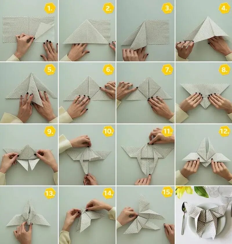 Как сделать рожу. Оригами салфетки. Складывание тканевых салфеток. Бабочка из салфеток. Фигурки из салфеток.