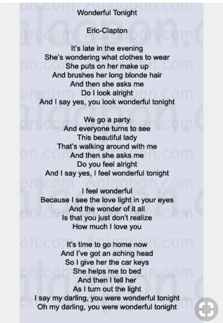 Текст песни my love all mine. Tonight текст песни. Wonderful Tonight текст. Текст песни Love Tonight. Песня wonderful Tonight.