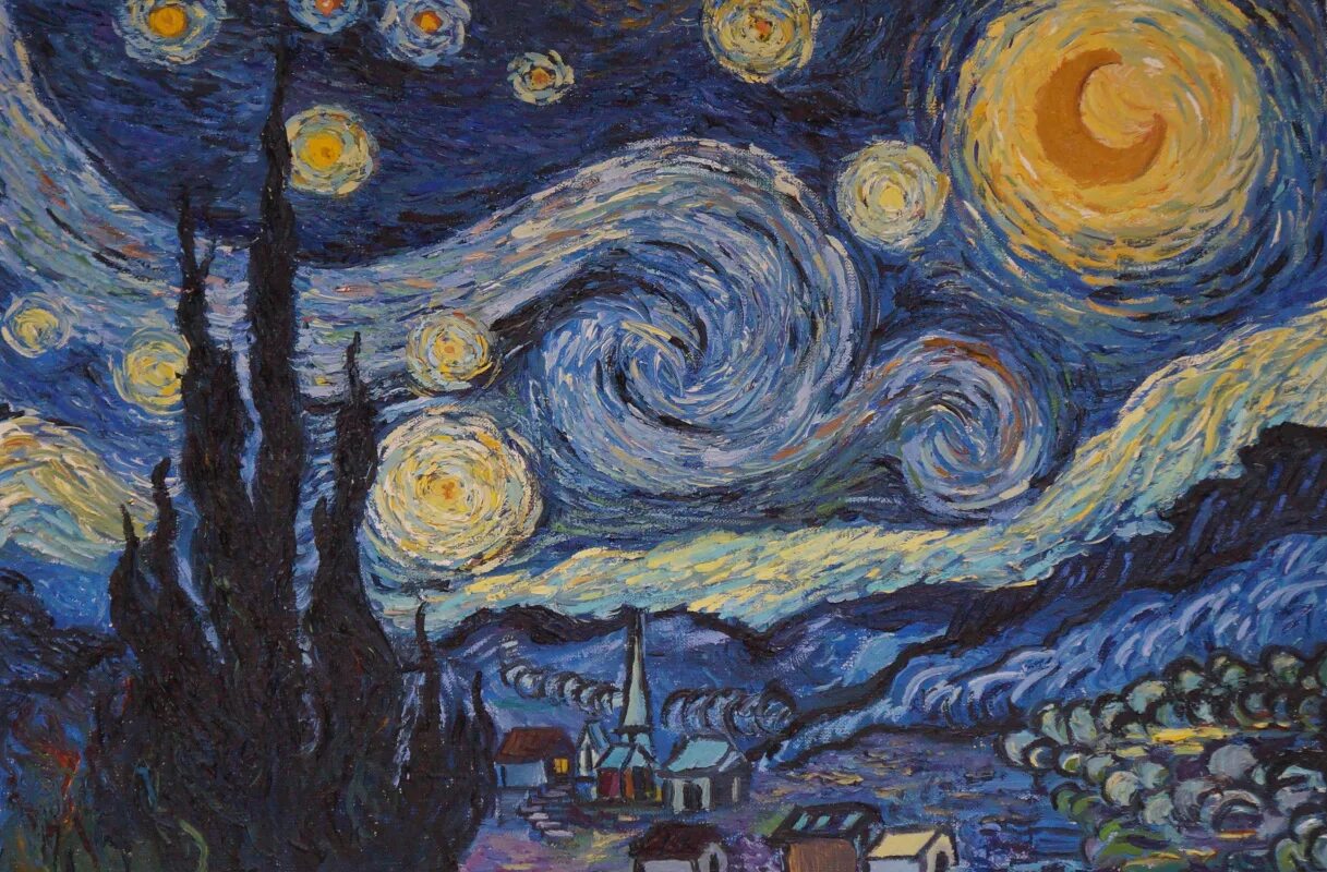 Какие картины популярные. «Звёздная ночь» Ван Гог. Звездная ночь Ван Гог 1889. Звездное небо Винсент Ван Гог. Импрессионизм Ван Гог Звездная ночь.