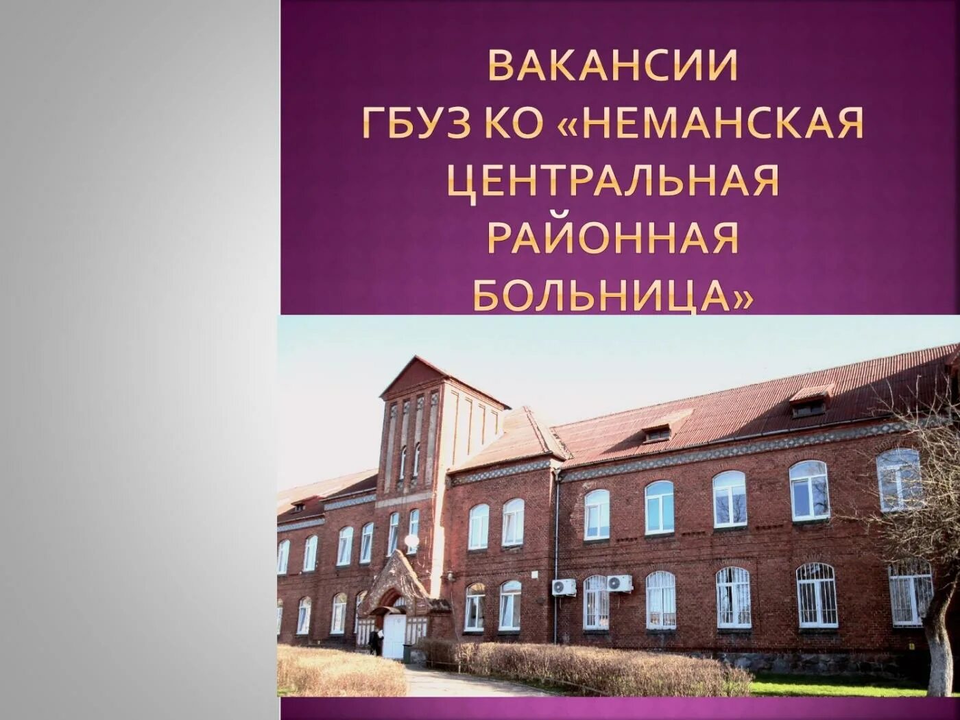 Неманская Центральная районная больница. Неманская ЦРБ Калининградской области. Неманская ЦРБ поликлиника. ГБУЗ ко Балтийская Центральная районная больница. Учреждения здравоохранения вакансии