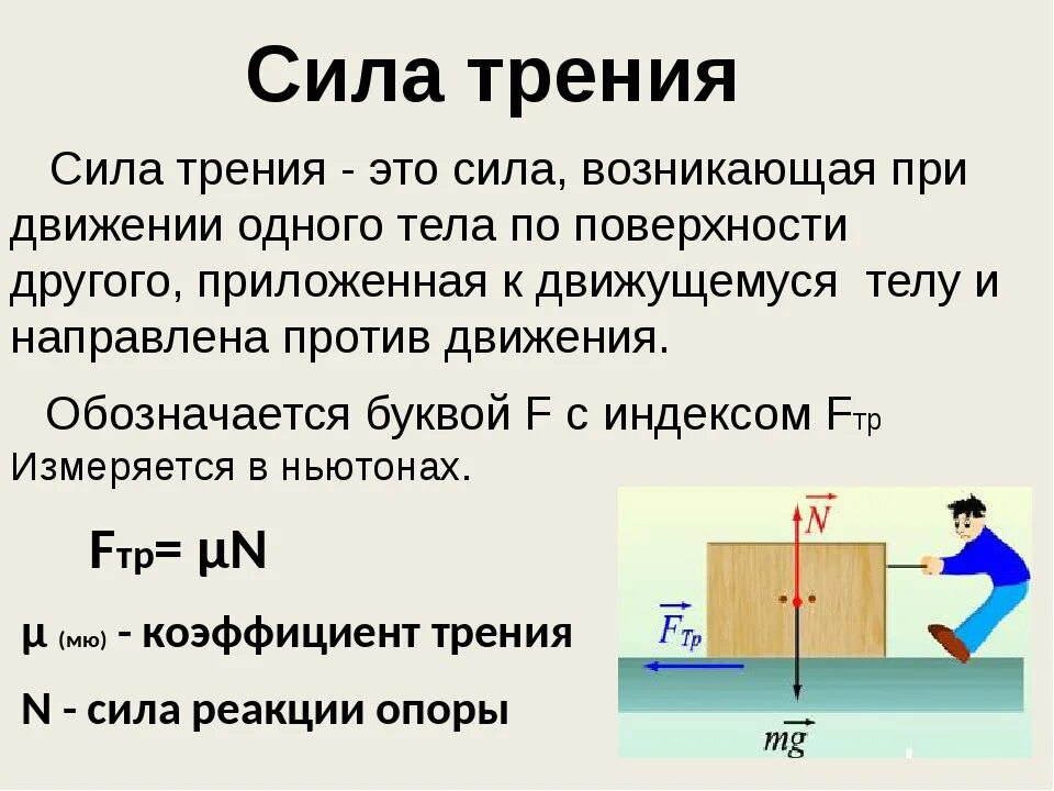 Какую минимальную силу можно. Физика 10 класс формула сила трения скольжения. Сила трения 7 класс физика формулы и определения. Сила трения скольжения 7 класс физика.