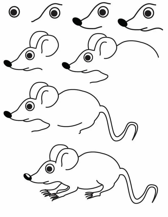 Мышь рисунок. Поэтапное рисование мыши. Мышонок рисунок карандашом для детей. Рисование для детей мышка. Как легко нарисовать мышку