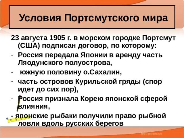 Портсмутский мир условия. Портсмутский мир условия договора. Суть портсмутского мирного договора