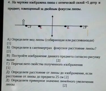 Оптическая сила собирающей линзы равна 2 дптр
