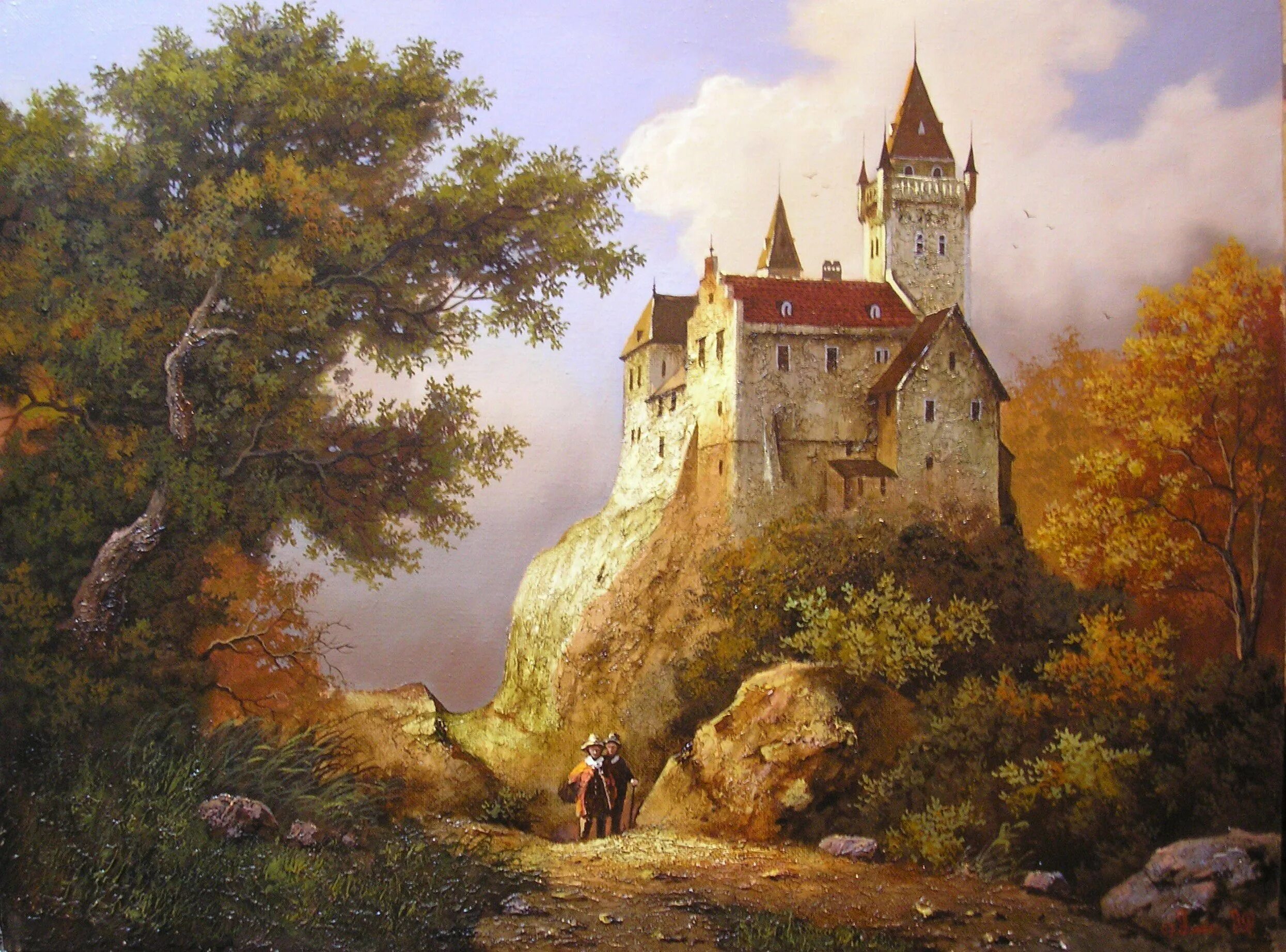Замок картина. Карл Фридрих Лессинг Рыцарский замок на скале. Алексей Алексеев замки. Пейзаж с мостом и замком андреас Леонард. Художник Доминик Шуфрид.