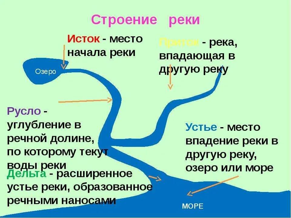 Бассейн океана волги название. Схема реки Исток русло Устье. Устье Исток русло части реки. Река Исток русло схема. Устье Исток русло схема.