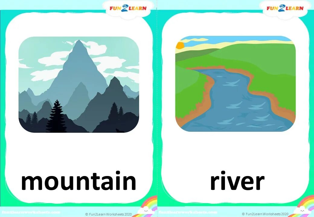 Песни рек английские. Mountain Flashcard for Kids. Карточка Mountain. Горная река на английском. River Flashcards for Kids.