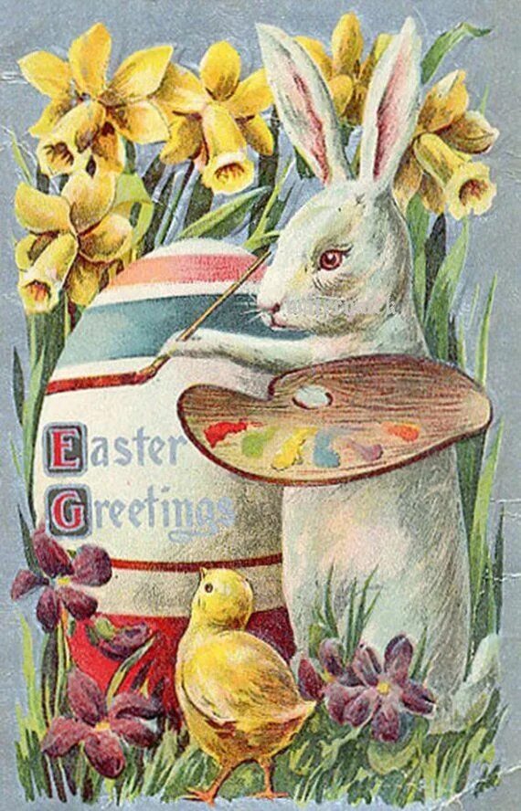Немецкая пасха открытки. Пасхальные открытки. Винтажная открытка с Пасхой. Винтажные пасхальные открытки. Пасхальный кролик открытка.