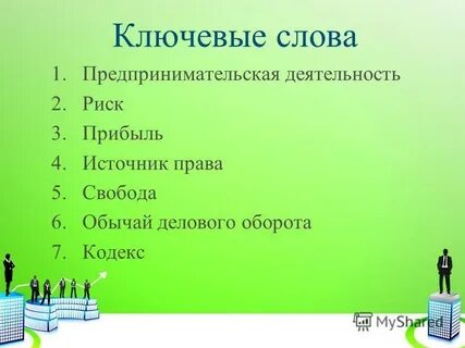 Слова относящиеся к предпринимательству