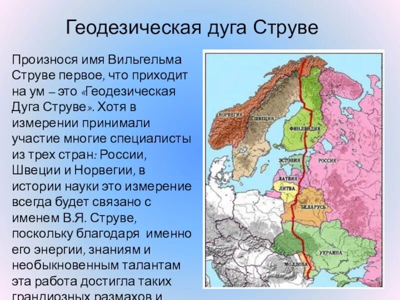 Где проходит геодезическая дуга струве