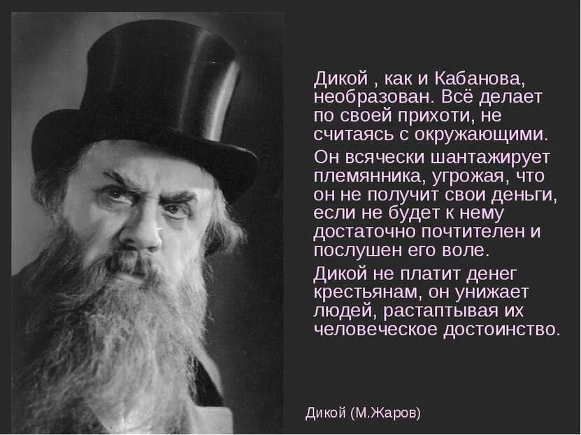 Считали необразованным человеком. Дикой Островского характеристика. Описание дикого в пьесе гроза. Гроза Островский дикой характеристика.