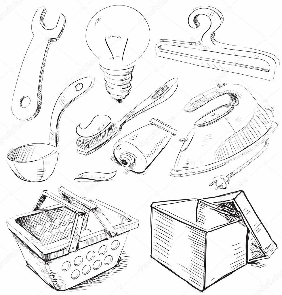 Изобразить предмет быта. Наброски предметов. Наброски карандашом предметы. Зарисовки мелких бытовых предметов. Эскизы предметов быта.