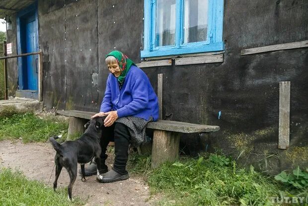 Из 1 деревни одновременно. Бабушка с собакой в деревне. Бабулька с дворняжкой. Бабушка деревня сидит.