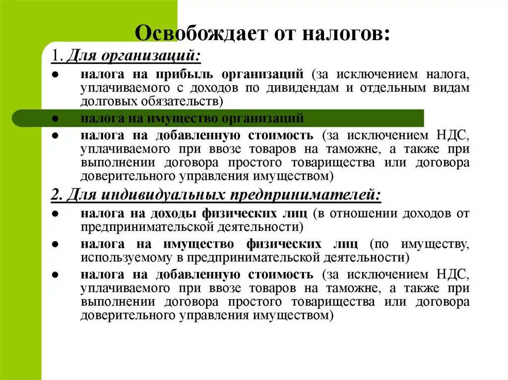 От налогообложения освобождены