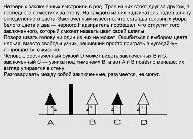 Загадка четверо. Загадка про заключенных и шляпы. Шляпы головоломки. Загадки на логику про шляпы. Логическая задача про шляпы.