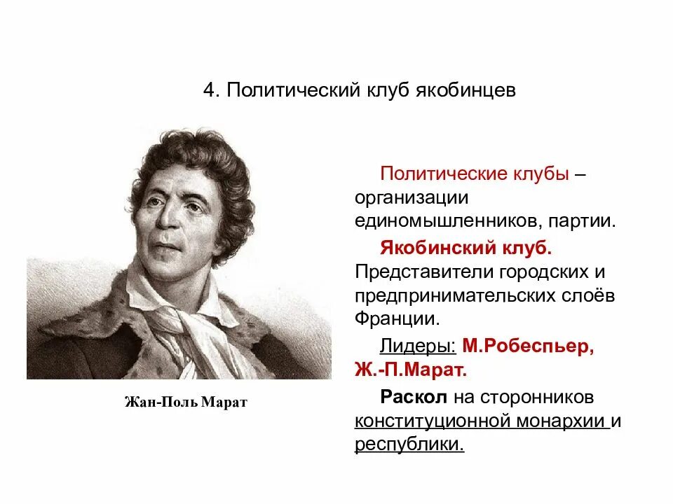 Якобинский клуб французская революция. Даты Жан Поль Марат французская революция. Французская революция 1789 якобинцы. Политические клубы французской революции