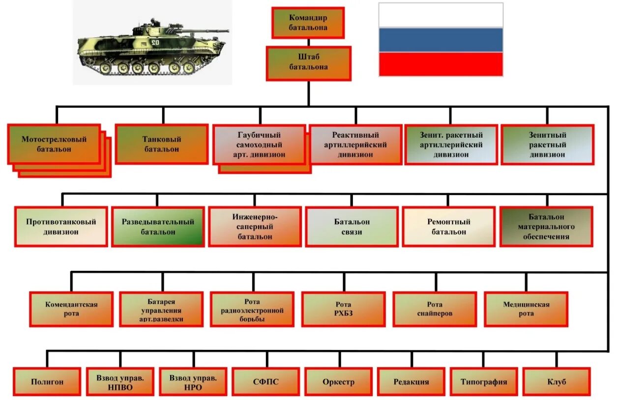 Какое воинское соединение. Схема организационно штатная структура мотострелкового батальона. Структура батальона вс РФ. Организационно-штатная структура бригады вс РФ. Организация танкового батальона вс РФ.