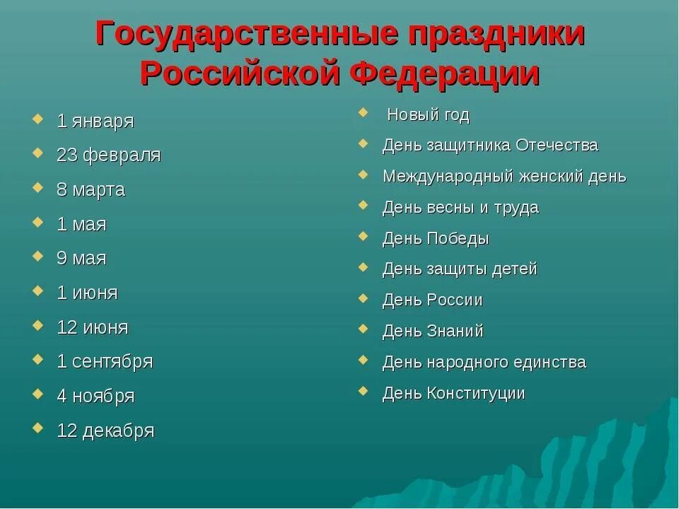 Названия праздников в мае в россии. Государственные праздники. Название праздников. Государственные праздники России. Праздники России список.