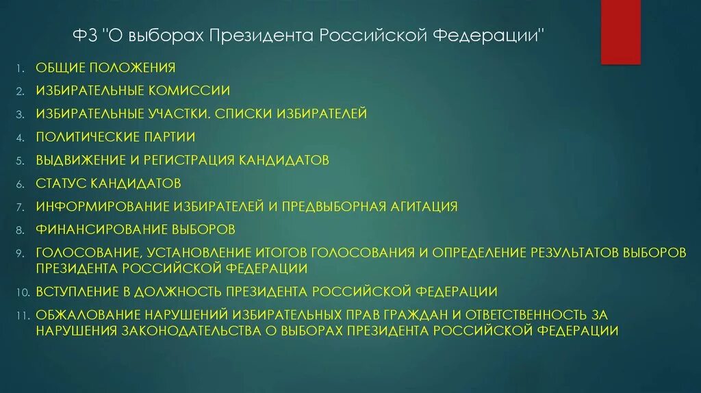 Избирательное право в РФ план. Выборы президента рф лекция