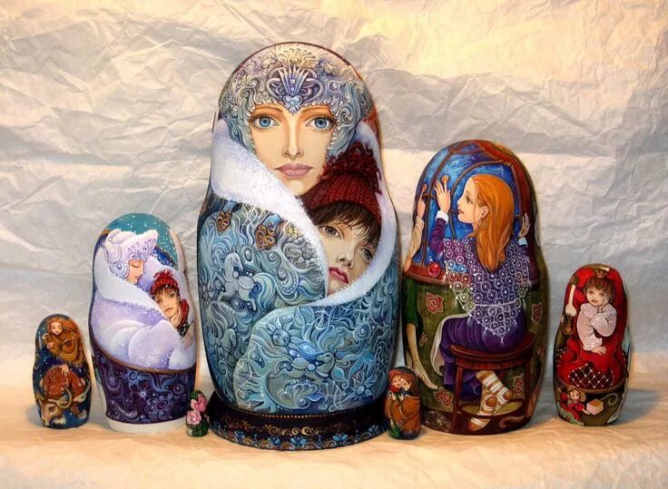 Обновление матрешки. Матрешка снежная королева. красивые матрешки. матрешка зимняя. матрешки в народном стиле.