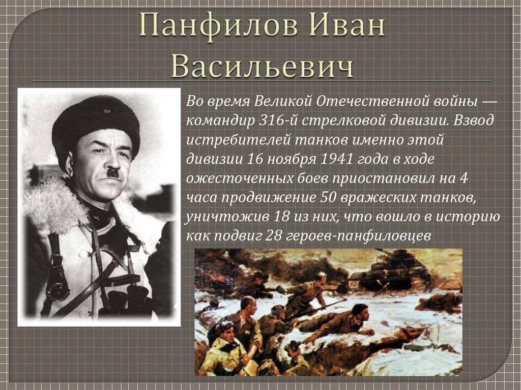 Национальность панфилова. Подвиг Ивана Васильевича Панфилова. Панфилов генерал подвиг.