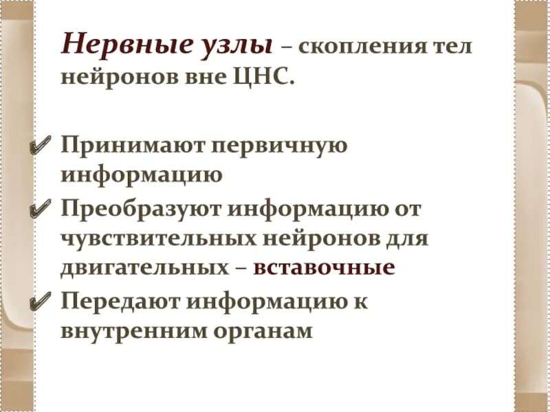 Скопление тел нейронов вне ЦНС. Тело вне ЦНС.