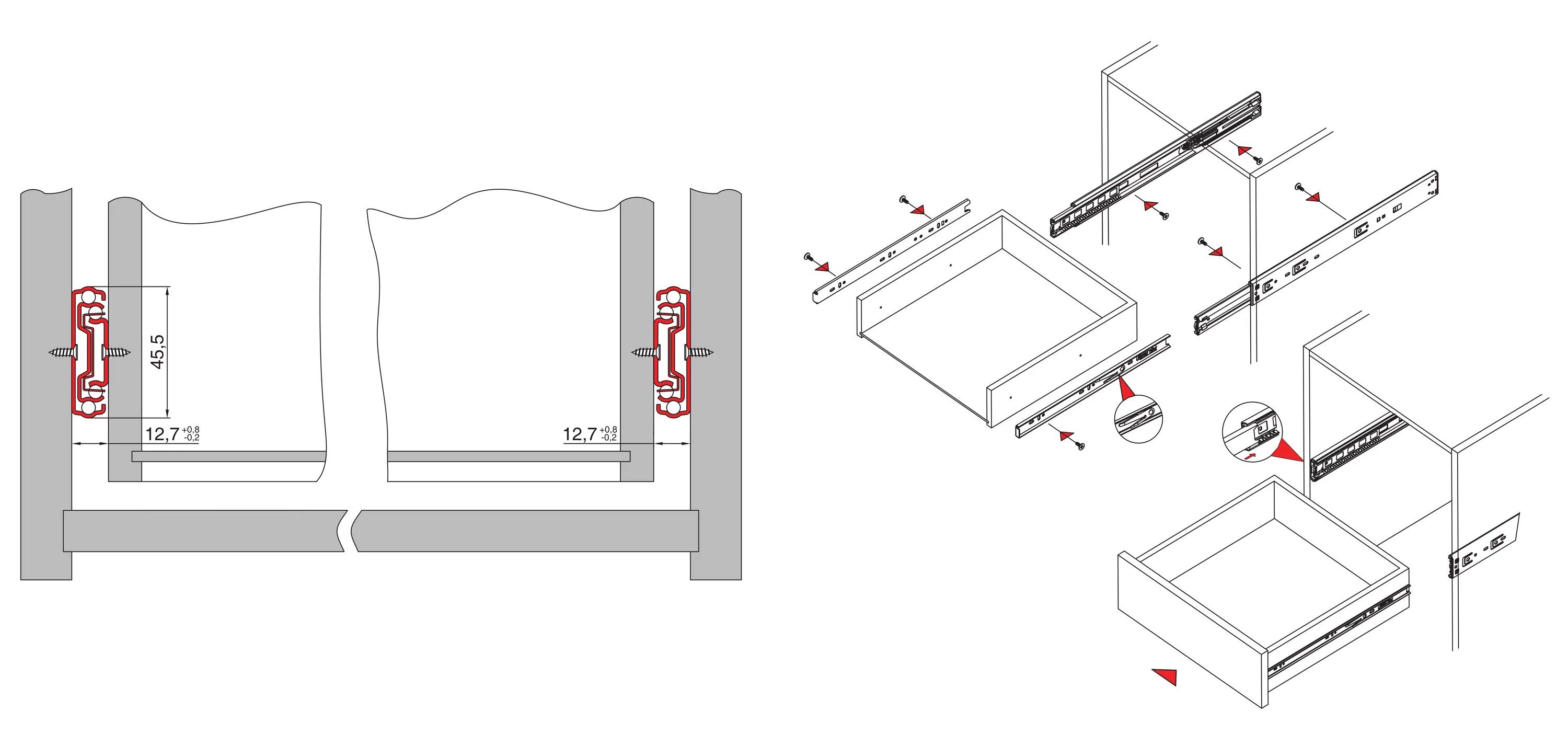 Как вставить ящик на шариковых направляющих. 02. Шариковые направляющие master db4504zn/250. Направляющие шариковые db4504zn/700. Шариковые направляющие для выдвижных ящиков размеры.