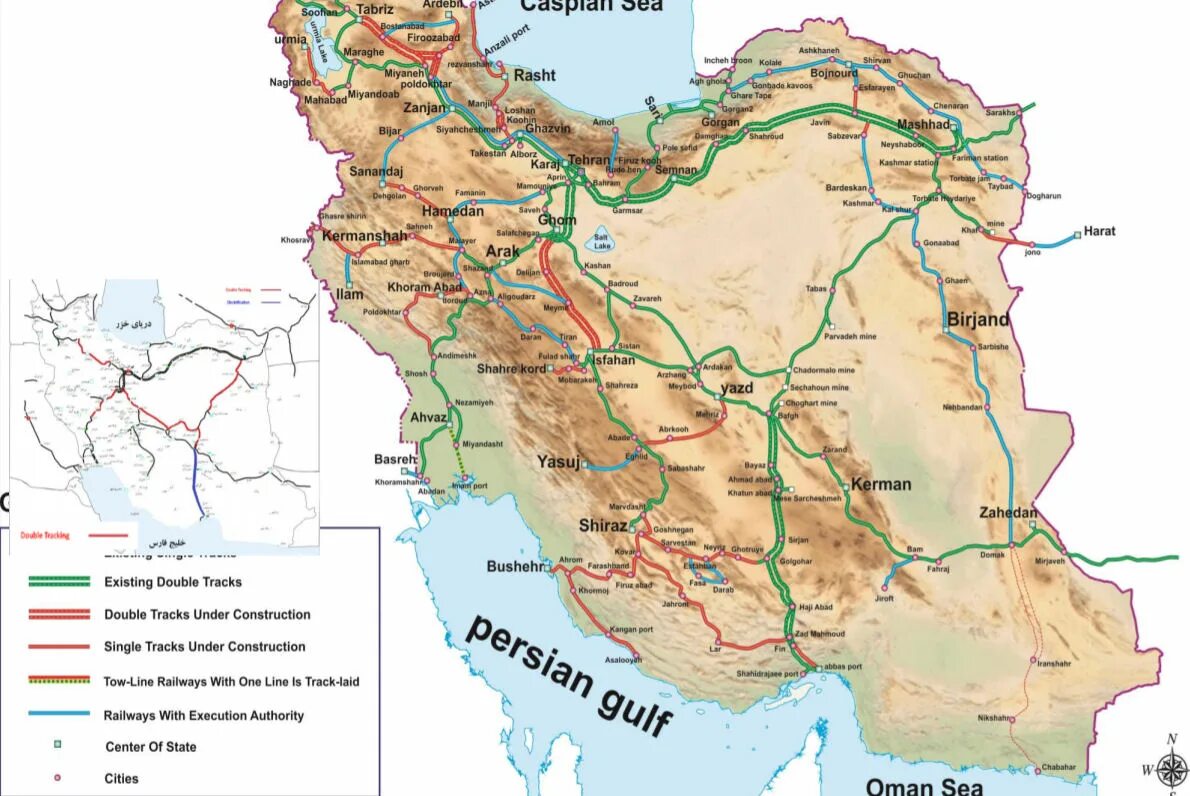 Карта дорог ирана. Iran Railway Map. Железные дороги Ирана на карте. Йезд на карте Ирана. Физ карта Ирана.