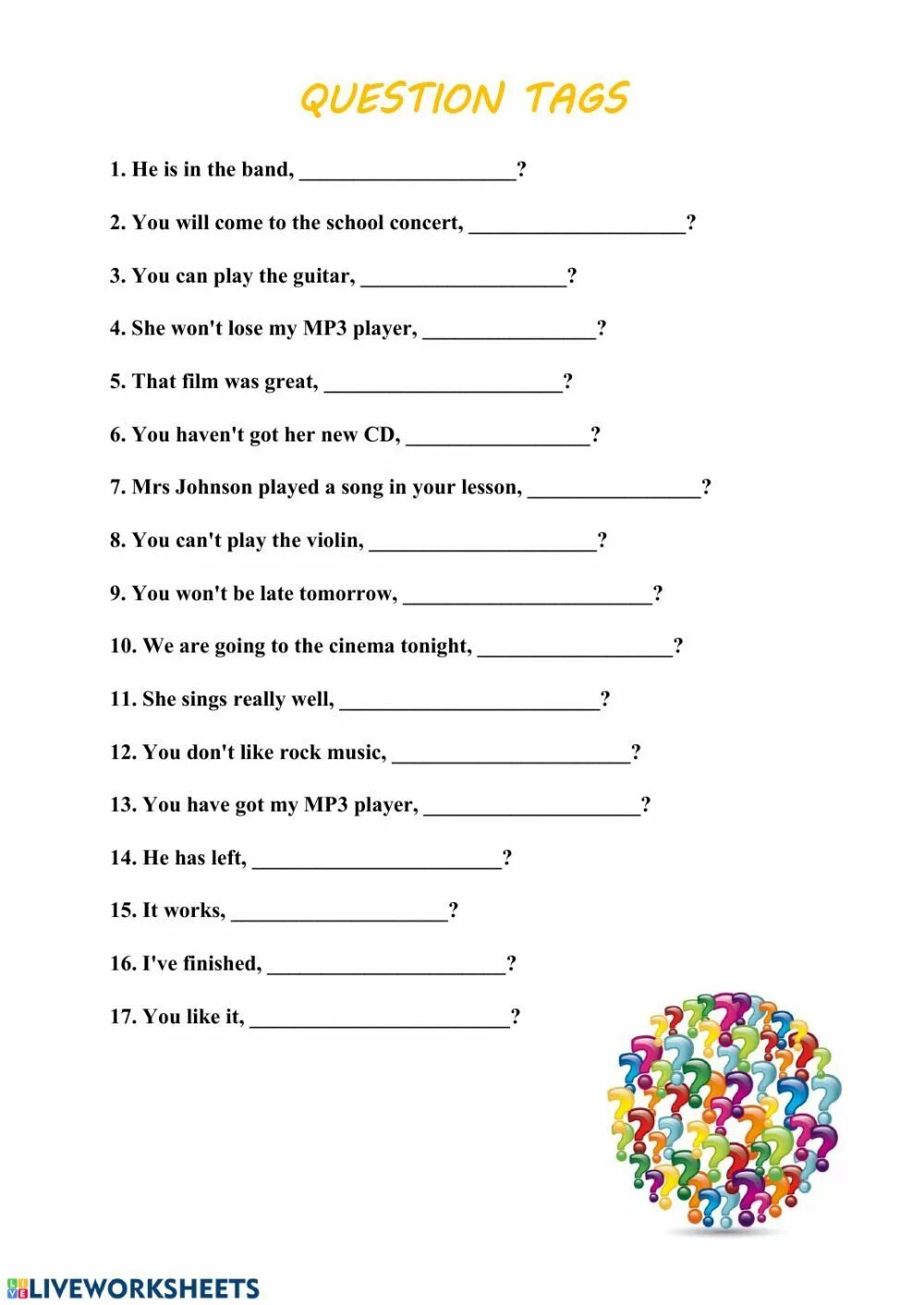 Tag questions exercises. Liveworksheets tag questions. tag questions exercises pdf. question words worksheet tag. question tags liveworksheet выполнение.