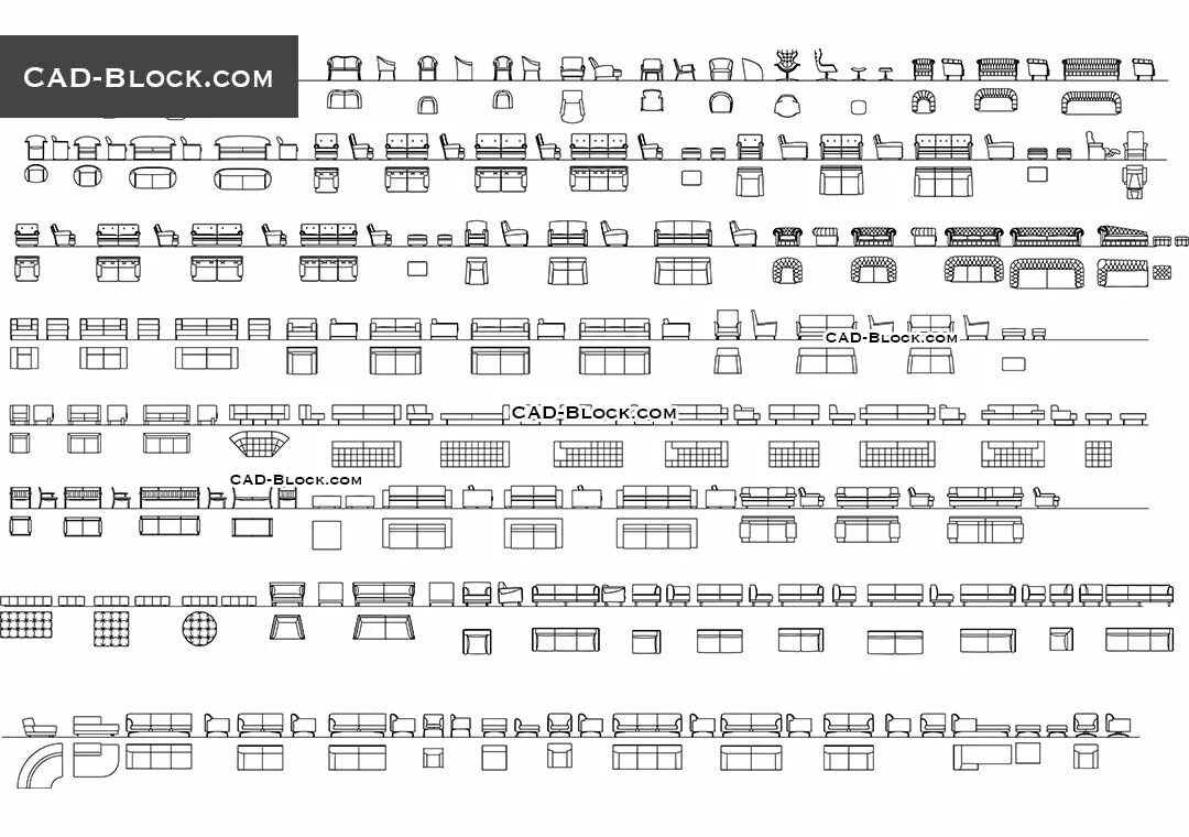 Блоки cad. Sofa dwg. autocad sofa.