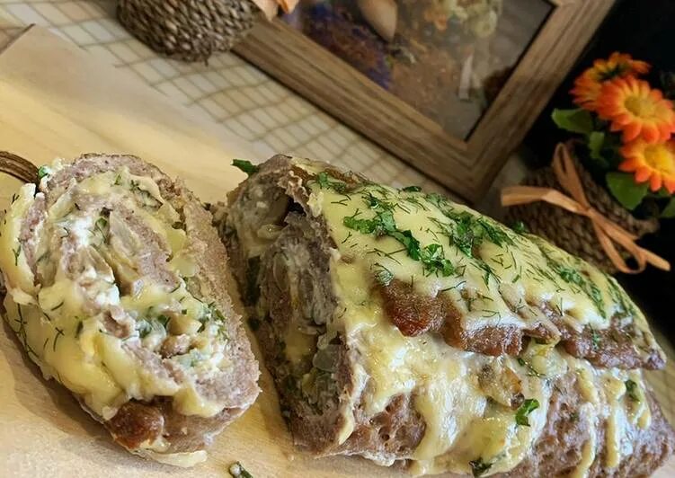 Рецепт рулета из фарша с грибами