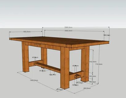 Чертеж стола из дерева