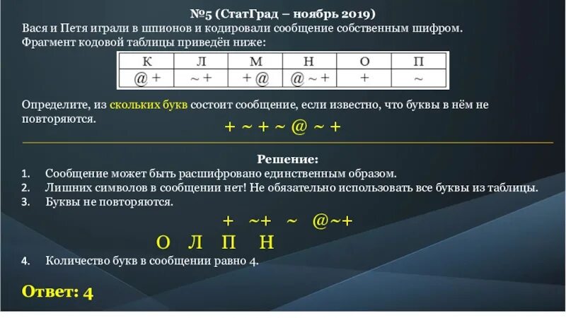Какое сообщение закодировано в строчке