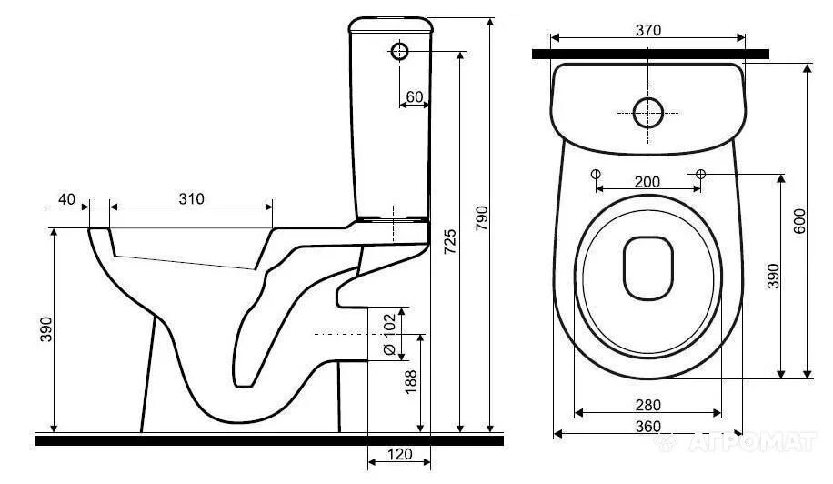диаметр выпуска унитаза. 2795. унитаз с бачком напольный laufen pro 8. 5. схема установки унитаза с прямым выпуском 90.