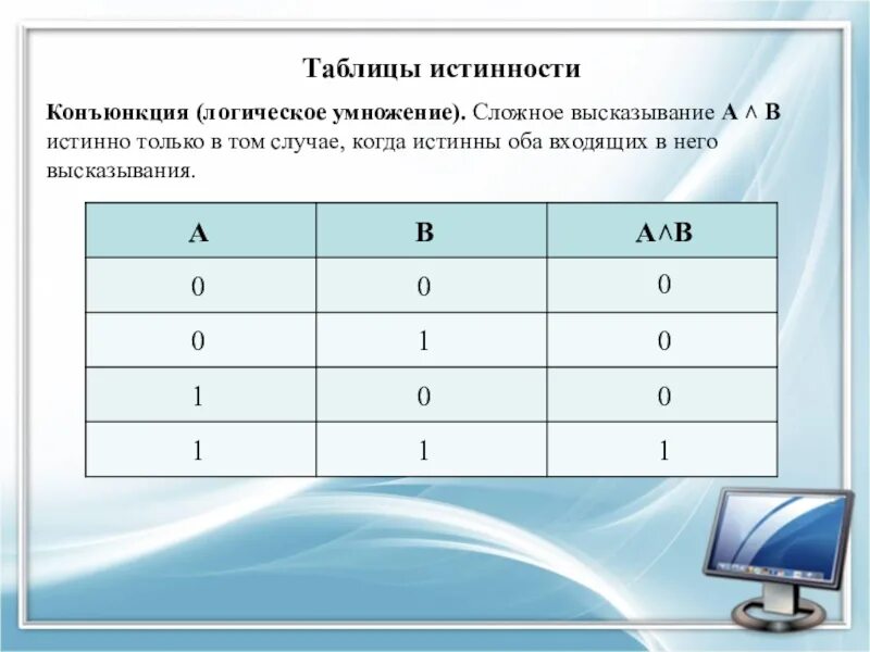 Конъюнкция информатика 8
