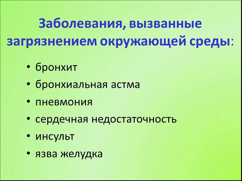 Состояние окружающей среды заболевания