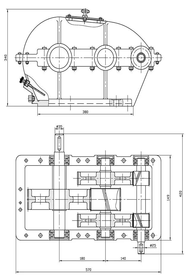 2 х ступенчатый. Редуктор цилиндрический x2fs270. Редуктор.ц2нш560. Редуктор ц2нш-750б. Редуктор цилиндрический двухступенчатый чертеж.