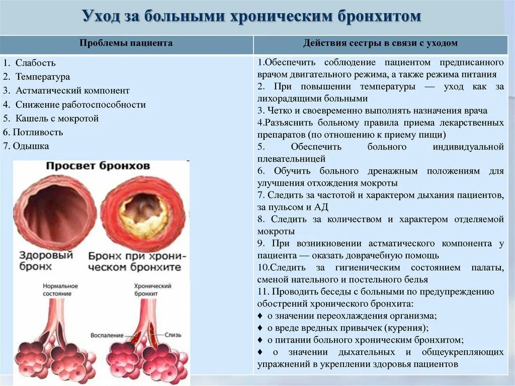 Бронхит стандарты. Сестринский процесс при хроническом воспаление бронхов. Потенциальные проблемы при остром и хроническом бронхитах. Рекомендации при обструктивном бронхите у детей. Хронический обструктивный бронхит профилактика.