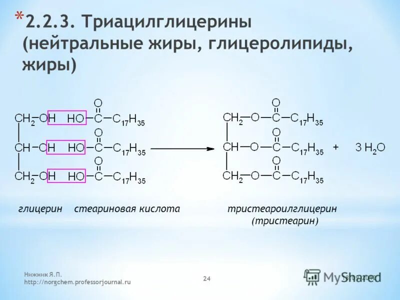 Глицерин содержит группы. Реакция образования смешанного триацилглицерина. Тристеарин глицерин. Триацилглицериды нейтральные жиры. Гидролиз триацилглицеринов.