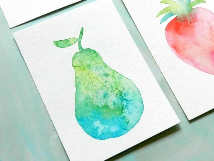 Рисовать красками маленькие. Простые рисунки акварелью для детей. легкие рисунки красками на бумаге. легкие рисунки акварелью легкие. рисование фруктов и овощей губкой.