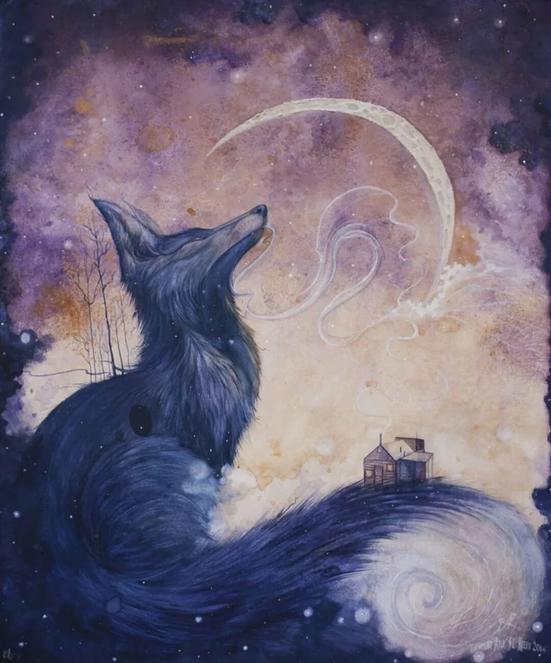 Лисы в космосе. Звездная мгла. Ночное небо со звездами. Золотая мгла. Звездная мгла.