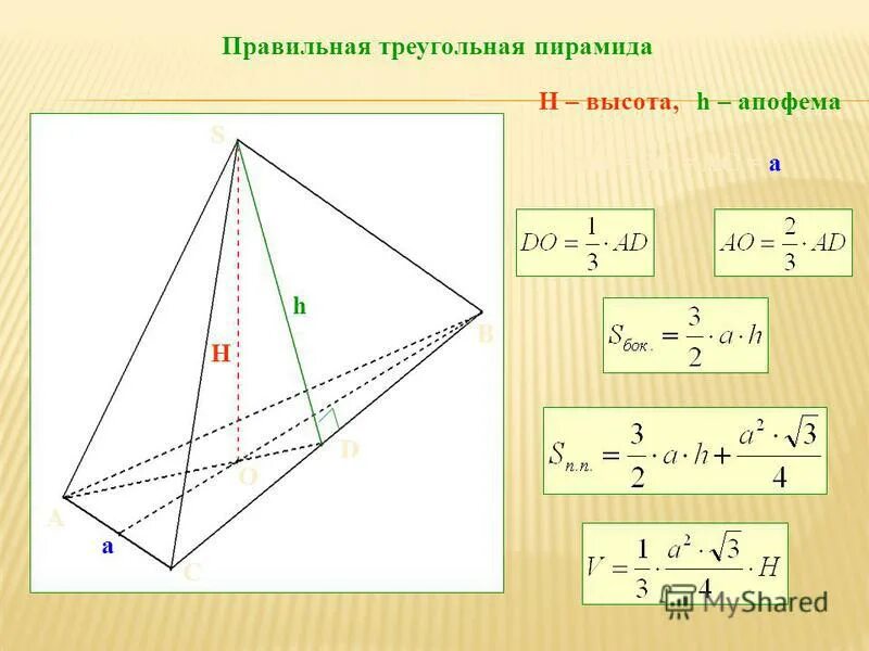 Вычислить высоту правильной пирамиды. Высота пирамиды через апофему. высота правильной треугольной пирамиды. объем прямоугольной треугольной пирамиды. высота пирамиды формула треугольной.
