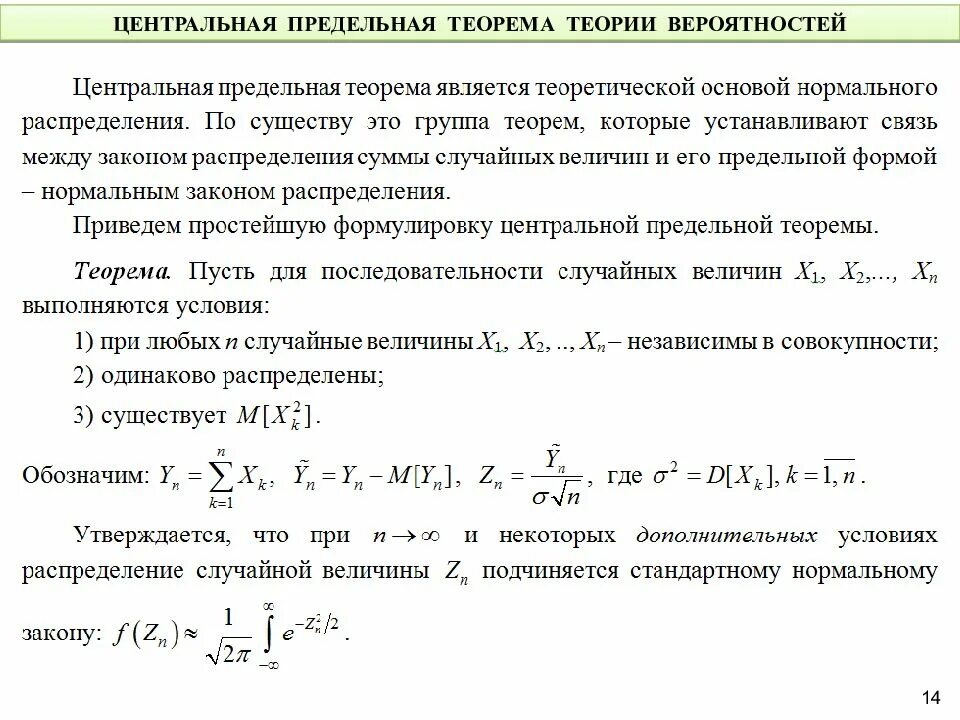 Сумма случайных функций. Предельные теоремы теории вероятностей. Основные формулы теории вероятности распределения. Предельные теоремы для выборочной функции распределения. Центральная предельная теорема в статистике формулировка.