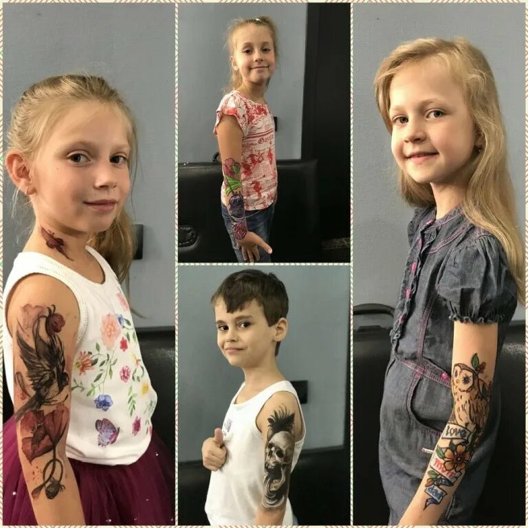 ребенок в наколках. набила тату в 14 лет. татухи для детей девочек. тату малыша. салон татуировок.