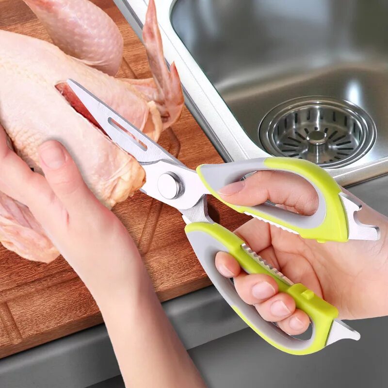 The scissors on the kitchen table. Ножницы усиленные для рыбы и мяса multifunctional kitchen scissors a9006a. кухонные ножницы vinzer 89286. ножницы 23 см кухонные многофункциональные (нержавеющая сталь) ak-3203. ножницы кух.sun &quot;kitchen scissors &quot; s-39.