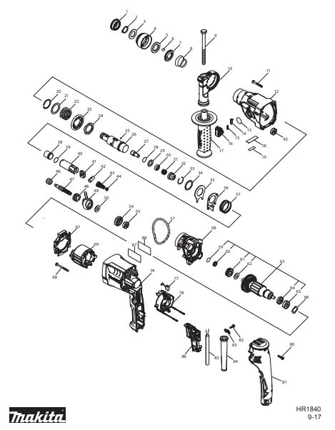 p Запчасти на Makita HR1840. Схема, деталировка br/p в г.